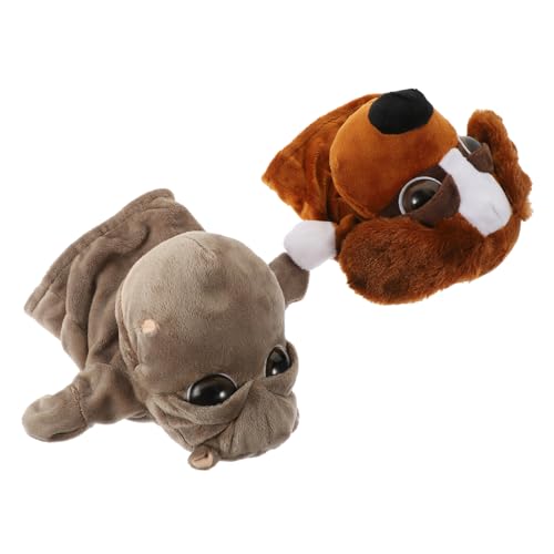 COSMEVIVI Handpuppen Tiere Üsch Tier Handpuppe Interaktive Geschichtenerzählung Handspielzeug Üsch Tier Handspielzeug Großer Augen Hippopotamus + Großer Augen Hund Plush Toy von COSMEVIVI