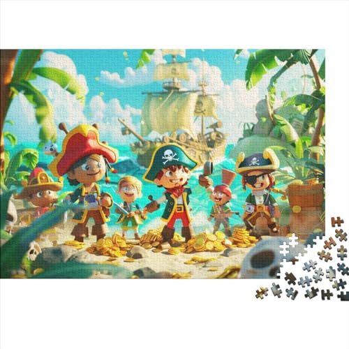 Cartoon Pirate Puzzle 1000 Teile 1000-teiliges Puzzlespiel Geschicklichkeitsspiel Für Die Ganze Familie Erwachsenenpuzzle Ab 12 Jahren 1000pcs (75x50cm) von COSSKY