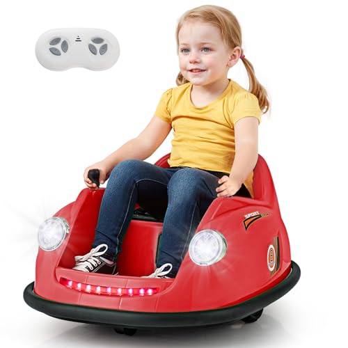 COSTWAY 12V Autoscooter Kinder, Elektro Bumper Car mit Fernsteuerung & LED-Lichtern & Musik,Kinderauto 360-Grad Drehung, Elektroscooter für Kinder von 2–5 Jahren (Red) von COSTWAY