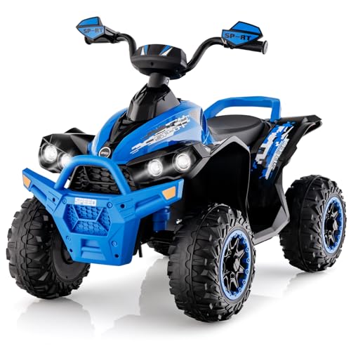 COSTWAY 12V Elektro Kinderquad mit Musik, Hupe & LED Scheinwerfer, Elektroquad, Kinder Quad 2,2-4,3 km/h, für Kleinkinder ab 3 Jahre (Blau) von COSTWAY