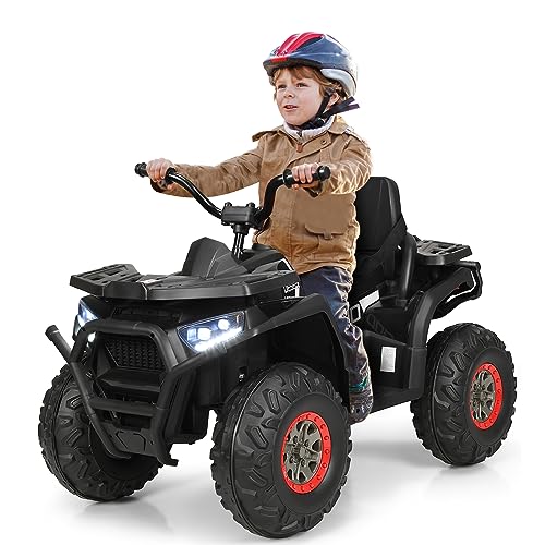 COSTWAY 12V Elektro Kinderquad mit Scheinwerfer, Mini Elektroquad mit Musik USB & Hupe, 4 Räder Kinder Quad 3-8 km/h, Elektro Quad für Kinder ab 3 Jahren (Schwarz) von COSTWAY