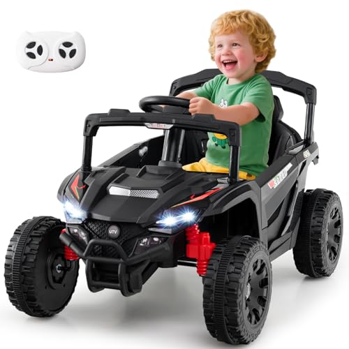 COSTWAY 12V Elektroauto Kinder, Elektrischer UTV-Truck mit Fernbedienung, 3 Geschwindigkeiten, LED-Lichter, Musik, Hupe & Federung, Kinderauto Kinderfahrzeug für Jungen & Mädchen ab 3 Jahren (Schwarz) COSTWAY 12V Elektroauto Kinder, Elektrischer UTV-Truck mit Fernbedienung, 3 Geschwindigkeiten, LED-Lichter, Musik, Hupe & Federung, Kinderauto Kinderfahrzeug für Jungen & Mädchen ab 3 Jahren (Schwarz) von COSTWAY