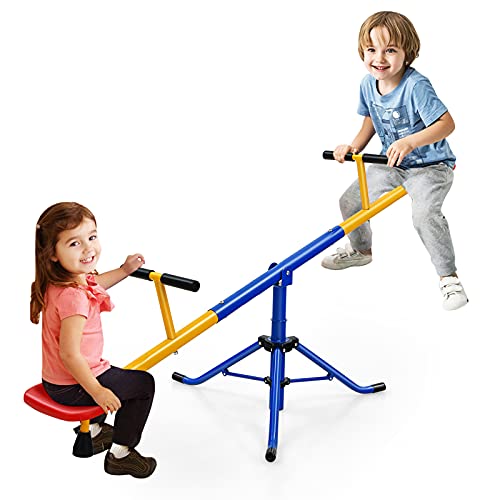 COSTWAY 2 Sitzer Schaukelwippe, Gartenwippe 360° drehbar, Kinder Wippe bis 60kg belastbar, Kinderwippe Metall Karussellwippe ideal für Kinder 3-8 Jahren von COSTWAY