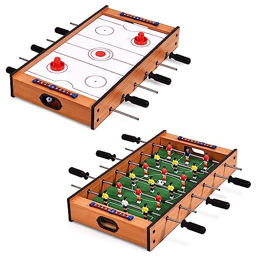 COSTWAY 2 in 1 Spieltisch, Multifunktionsspieltisch aus Holz, Multi-Spieltisch, Air Hockeytisch und Tischkicker, perfekt für Spielzimmer, Bars, Partys, für Erwachsene und Kinder von COSTWAY