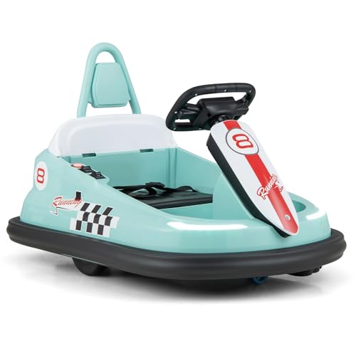 COSTWAY 6V Autoscooter Kinder, Bumper car mit Musik & Lichtern & 360 Grad Rotation, Elektroauto für Kinder ab 18 Monaten, 1,5-3 km/h (Grün) von COSTWAY