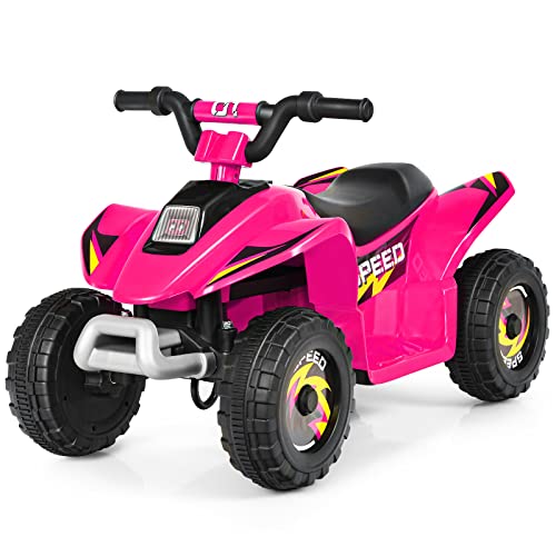 COSTWAY 6V Elektro Kinderquad 2,8-4,6 km/h, Mini Elektroquad, Kinderauto, Kindermotorrad, Kinder Quad, Elektroauto für Kinder ab 3 Jahren (Rosa) von COSTWAY