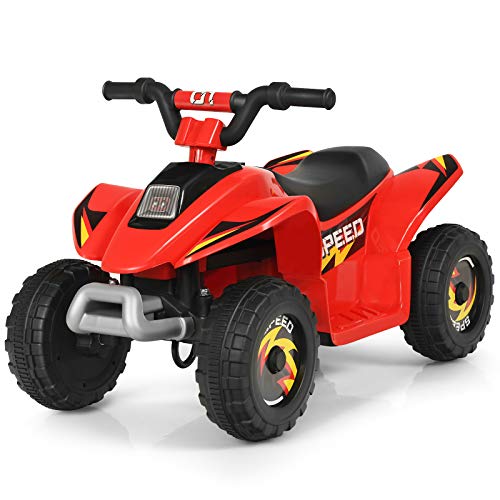 COSTWAY 6V Elektro Kinderquad 2,8-4,6 km/h, Mini Elektroquad, Kinderauto, Kindermotorrad, Kinder Quad, Elektroauto für Kinder ab 3 Jahren (Rot) von COSTWAY