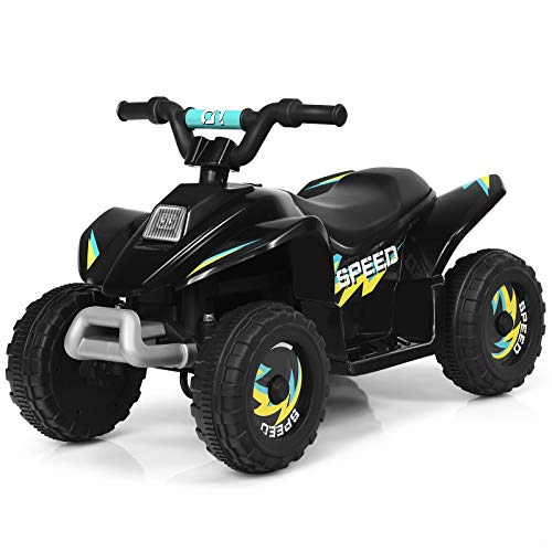 COSTWAY 6V Elektro Kinderquad 2,8-4,6 km/h, Mini Elektroquad, Kinderauto, Kindermotorrad, Kinder Quad, Elektroauto für Kinder ab 3 Jahren (Schwarz) von COSTWAY