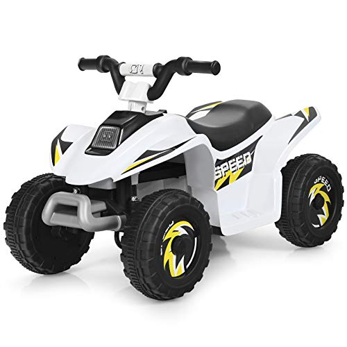 COSTWAY 6V Elektro Kinderquad 2,8-4,6 km/h, Mini Elektroquad, Kinderauto, Kindermotorrad, Kinder Quad, Elektroauto für Kinder ab 3 Jahren (Weiß) von COSTWAY