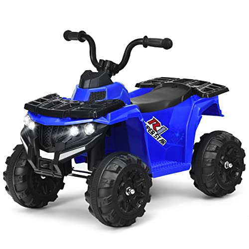 COSTWAY 6V Elektro Kinderquad mit Scheinwerfern, Mini Elektroquad mit Musik, MP3, USB und AUX, Kinderauto 3 km/h, Kindermotorrad, 4 Räder Kinder Quad, Elektroauto für Kinder ab 3 Jahren (Blau) von COSTWAY