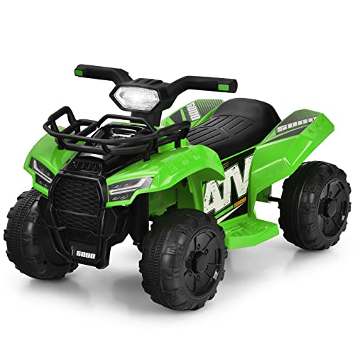 COSTWAY 6V Elektro Kinderquad mit Stauraum, Mini Elektroquad mit Musik, Hupe und LED Scheinwerfer, Kinder Quad 2 km/h, für Kleinkinder ab 18 Monaten (Grün) von COSTWAY