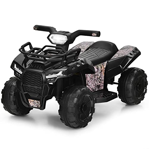 COSTWAY 6V Elektro Kinderquad mit Stauraum, Mini Elektroquad mit Musik, Hupe und LED Scheinwerfer, Kinder Quad 2 km/h, für Kleinkinder ab 18 Monaten (Schwarz) von COSTWAY