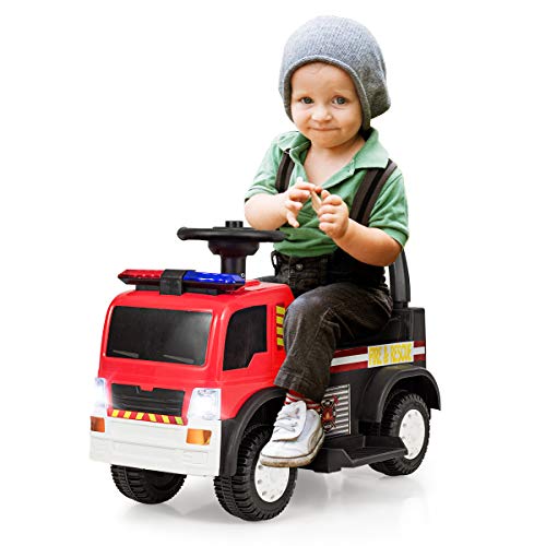 COSTWAY 6V Kinder Feuerwehrauto mit Musik, Sirene, Blaulicht und Hupe, Aufsitz Elektroauto geeignet für Kinder 3-8 Jahre von COSTWAY