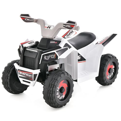 COSTWAY 6V Kinder Quad Elektro, Kinderquad mit Vorwärts-/Rückwärtsschalter, Mini ATV Elektroquad, Elektroauto für Kinder ab 3 Jahren (Weiß) von COSTWAY