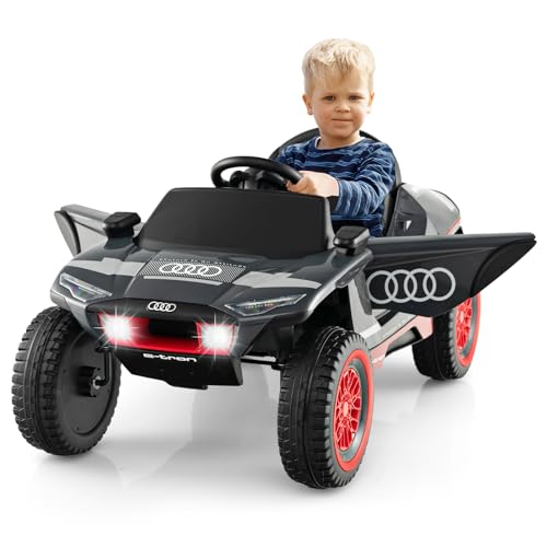 COSTWAY Audi Elektroauto für Kinder, 12V elektrisches Kinderauto mit Fernbedienung & LED-Lichtern & 4 Federungen, Kinderfahrzeug Elektrofahrzeug für Kinder ab 3 Jahren von COSTWAY