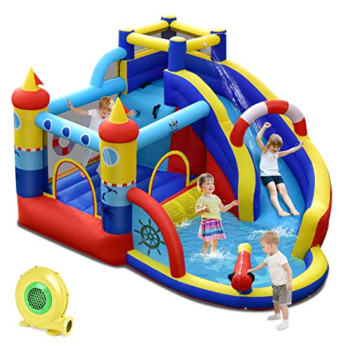 COSTWAY Aufblasbare Hüpfburg mit 550W Gebläse, 6-in-1 Wasserpark mit Rutsche, Planschbecken & Wasserkanone, Outdoor Bouncer Hüpfschloss Springburg für Kinder, Garten, 360 x 290 x 200 cm COSTWAY Aufblasbare Hüpfburg mit 550W Gebläse, 6-in-1 Wasserpark mit Rutsche, Planschbecken & Wasserkanone, Outdoor Bouncer Hüpfschloss Springburg für Kinder, Garten, 360 x 290 x 200 cm von COSTWAY