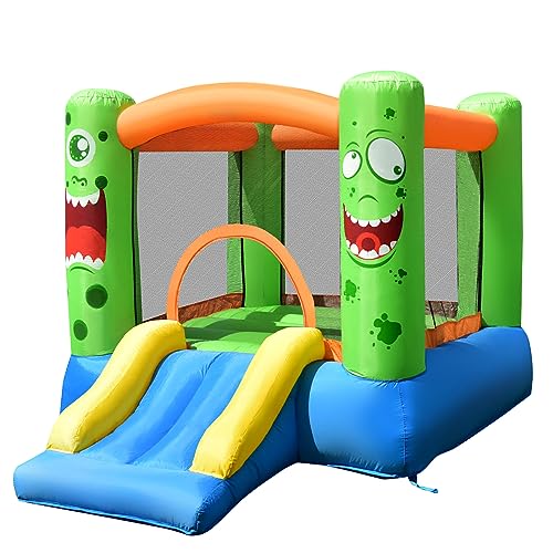 COSTWAY Aufblasbare Hüpfburg mit Rutsche, Springburg Kinder Spielburg Outdoor Bouncer inkl. Tragetasche, Pfählen, Reparaturset 270x203x173cm (Nur Hüpfburg) von COSTWAY