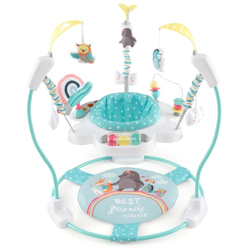 COSTWAY Baby Sky Jumperoo, Lauflernhilfe mit verstellbaren Höhen, Spielzeuge & Spieluhr, Hüpfstuhl mit 360° drehbarer Sitz, Aktivitätszentrum für Baby ab 6 Monaten, 12 kg Belastbar von COSTWAY