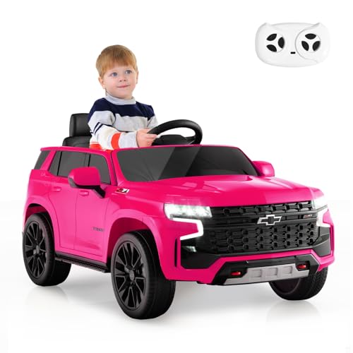 COSTWAY Chevrolet Elektroauto für Kinder, Kinderauto Elektrisch mit 2,4G Fernsteuerung & Federung & Lichtern & Musik, Elektrofahrzeug für Kinder ab 3 Jahren (Rosa) von COSTWAY