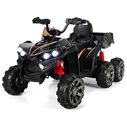 COSTWAY Elektro-Quad für Kinder, 12 V, mit LED-Leuchten und Musik, Elektrofahrzeug für Kinder mit 6 rutschfesten Rädern, langsamer Start, Belastung 30 kg, für Kinder ab 3 Jahren, 129 x 69 x 72 cm von COSTWAY