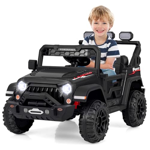 COSTWAY Elektroauto für Kinder, 12V Kinderauto Elektrisch mit 2,4G Fernbedienung & USB & Licht & Musik, 1-5 km/h, Elektro Auto für Kinder ab 3 Jahre (Schwarz) von COSTWAY