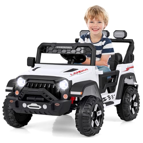 COSTWAY Elektroauto für Kinder, 12V Kinderauto Elektrisch mit 2,4G Fernbedienung & USB & Licht & Musik, 1-5 km/h Elektro Kinder Auto, Elektro Auto für Kinder ab 3 Jahre (Weiß) von COSTWAY