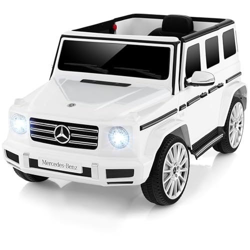 COSTWAY Mercedes Benz G500 Elektroauto für Kinder, Kinderauto Elektro mit Fernsteuerung Hupe Musik LED-Lichtern, Elektrofahrzeug Elektro Auto für Kinder ab 3 Jahren(Weiß) von COSTWAY