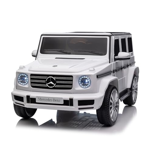 COSTWAY Mercedes Benz G500 Elektroauto für Kinder, Kinderauto Elektro mit Fernsteuerung Hupe Musik LED-Lichtern, Elektrofahrzeug Elektro Auto für Kinder ab 3 Jahren(Weiß) von COSTWAY