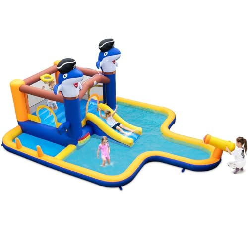 COSTWAY Hüpfburg mit Trocken-/Wasserrutsche, Sprungbereich, Planschbecken, Wasserkanone, Basketballkorb & Boxspiel, Bouncy Castle für Kinder, 578 x 408 x 250 cm COSTWAY Hüpfburg mit Trocken-/Wasserrutsche, Sprungbereich, Planschbecken, Wasserkanone, Basketballkorb & Boxspiel, Bouncy Castle für Kinder, 578 x 408 x 250 cm von COSTWAY