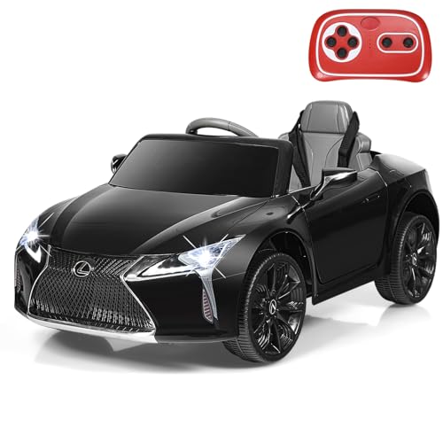 COSTWAY Lexus Elektroauto für Kinder, 12V Kinderauto Elektrisch mit 2,4G Fernsteuerung & LED Leuchten & Musik & USB, Elektro Auto für Kinder ab 3 Jahren (Schwarz) von COSTWAY