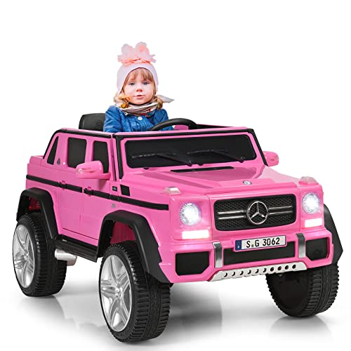 COSTWAY Kinder Elektroauto, Mercedes-Benz Maybach, 12V Elektrisches Kinderauto mit Musik, Hupe und LED-Leuchten, Elektro Auto 2,5-5,5km/h, inkl. 2,4G-Fernbedienung, für Kinder ab 3 Jahre (Rosa) von COSTWAY