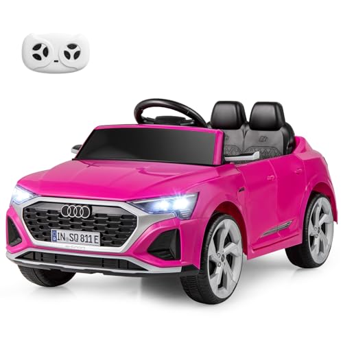 COSTWAY Kinder Elektroauto Audi SQ8, 12V Elektrofahrzeug mit 2,4G Fernbedienung & Hupe & Scheinwerfer & Musik, 3-Gang Kinderauto Elektrisch, Elektroauto für Kinder ab 3 Jahren (Rosa) von COSTWAY