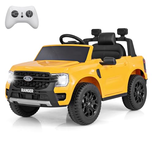 COSTWAY Kinder Elektroauto Ford, 12V Kinderauto Elektro mit Fernbedienung & Ablagekorb & USB & Musik, Elektrofahrzeug mit Kabelloser Verbindung, Elektro Auto für Kinder ab 3 Jahren von COSTWAY