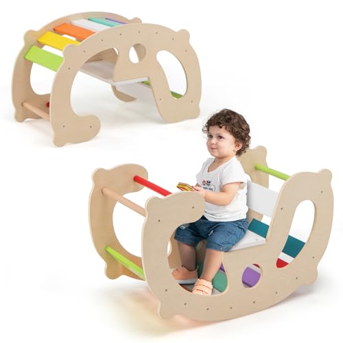 COSTWAY Kletterbogen, Klettergerüst Indoor für Kinder ab 1 Jahre, 2 in 1 Holz Kletterdreieck & Schaukelpferd, multifunktionaler Indoor Spielplatz Bogenwippe COSTWAY Kletterbogen, Klettergerüst Indoor für Kinder ab 1 Jahre, 2 in 1 Holz Kletterdreieck & Schaukelpferd, multifunktionaler Indoor Spielplatz Bogenwippe von COSTWAY