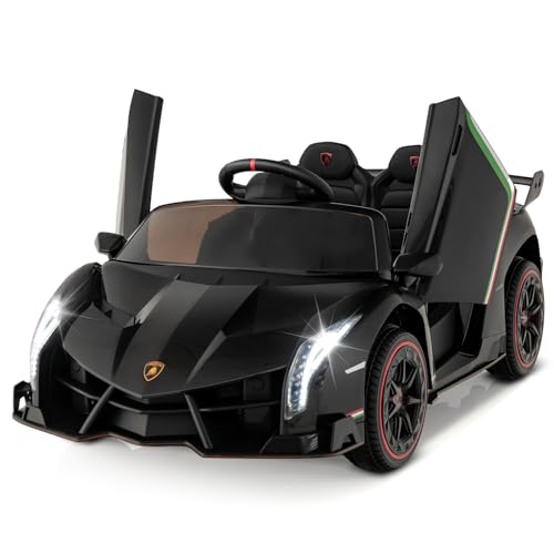 COSTWAY Lamborghini Elektroauto für Kinder, Kinderfahrzeug mit 2,4-G Fernbedienung & LED Scheinwerfer & Hupe & Musik, Elektrofahrzeug 3-6 km/, Kinderauto Elektro für Kinder ab 3 Jahren (Schwarz) von COSTWAY