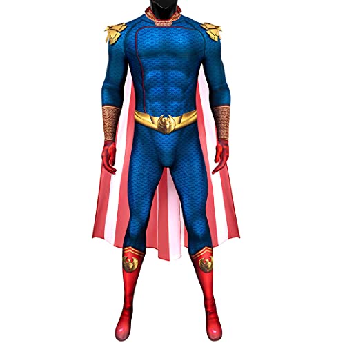 COSUNION Homelander-Kostüm für Herren mit Umhang Ben Soldat Cosplay Kostüm Halloween Homelander Kostüm (komplettes Set, XXL) von COSUNION