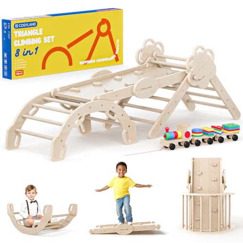 COSYLAND Klettergerüst Indoor L - Montessori Indoor Spielset mit Kletterbogen & Rutsche -8-in-1 Massivholz-Spielplatz - Kletterbogen ab 1 Jahr - Natur COSYLAND Klettergerüst Indoor L - Montessori Indoor Spielset mit Kletterbogen & Rutsche -8-in-1 Massivholz-Spielplatz - Kletterbogen ab 1 Jahr - Natur von COSYLAND