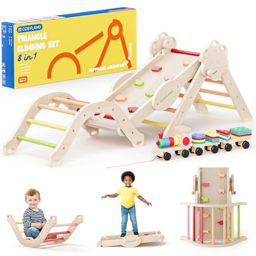 COSYLAND Klettergerüst Indoor M - Montessori Indoor Spielset mit Kletterbogen & Rutsche -8-in-1 Massivholz-Spielplatz - Kletterbogen ab 1 Jahr - Warmfarben COSYLAND Klettergerüst Indoor M - Montessori Indoor Spielset mit Kletterbogen & Rutsche -8-in-1 Massivholz-Spielplatz - Kletterbogen ab 1 Jahr - Warmfarben von COSYLAND