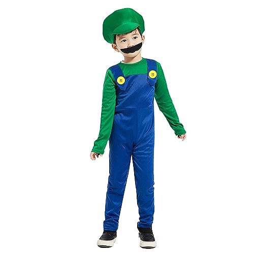 COXNSXX Super Brothers Klempner Cosplay Kostüm Erwachsene/Kinder Verkleiden Kostüm mit Hut und Bart für Karneval Halloween Mottopartys COXNSXX Super Brothers Klempner Cosplay Kostüm Erwachsene/Kinder Verkleiden Kostüm mit Hut und Bart für Karneval Halloween Mottopartys von COXNSXX