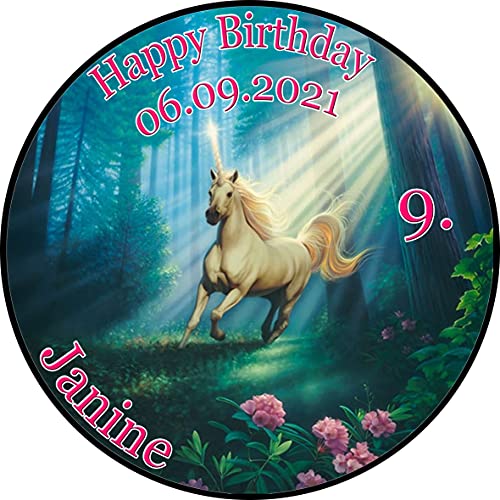 sales-world24 Tortenaufleger Fototorte Tortenbild Kindergeburtstag Einhorn FT17 (Zuckerpapier) Rund 20 cm Ø ohne Foto von COXZD