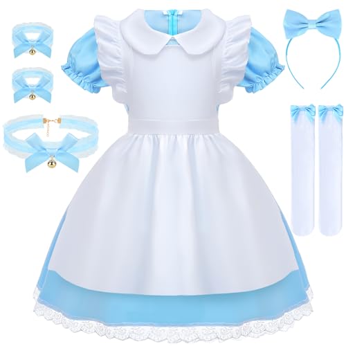 COYBTO Prinzessin Kleid für Mädchen, Wunderland Kostüm Mit Stirnband, Socken, Halskette für Geburtstagsfeier, Weihnachten, Karneval, Cosplay, Halloween 6-11 Jahre COYBTO Prinzessin Kleid für Mädchen, Wunderland Kostüm Mit Stirnband, Socken, Halskette für Geburtstagsfeier, Weihnachten, Karneval, Cosplay, Halloween 6-11 Jahre von COYBTO