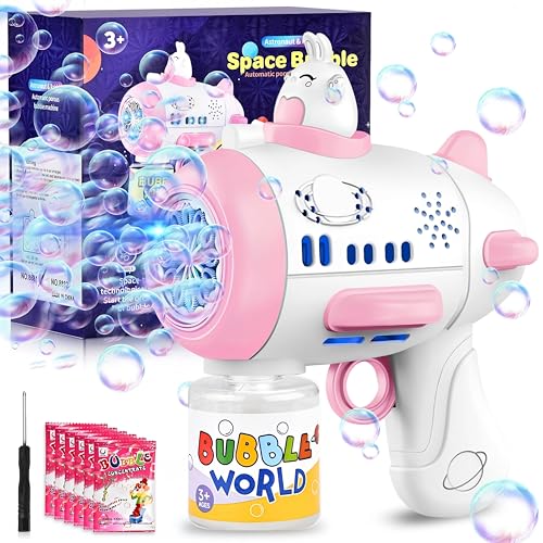 COZCLAM Seifenblasenpistole Kinder, Seifenblasenmaschine 10000+ Blasen/Min mit 100 ML Seifenblasen Flüssigkeit und 6 Seifenblasenkonzentrat, Bubble Machine Blasenspielzeug für Kinder, Geburtstag von COZCLAM