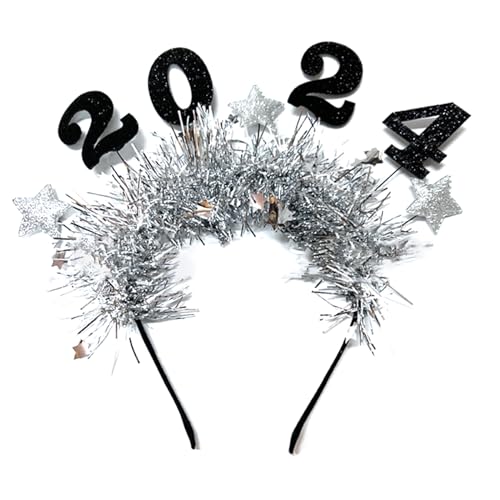 CPAOWEHF 2024 Happy New Year Stirnband Hairhoop Dekoration Weihnachten Neujahr Party Foto Requisiten Haarschmuck von CPAOWEHF