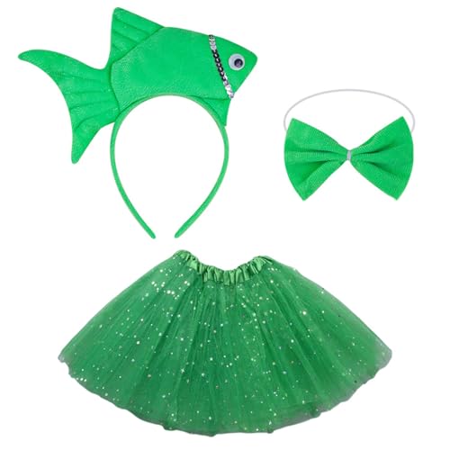 CPAOWEHF Fisch Kostüm Set Fisch Stirnband Und Fliege Tutus Rock Tierkostüm Sets Zubehör Für Halloween Cosplay Party von CPAOWEHF