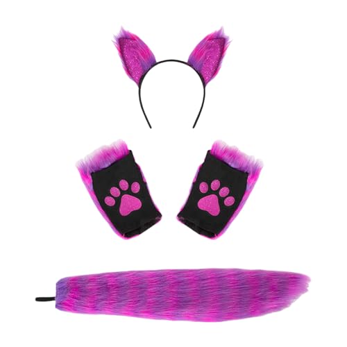 CPAOWEHF Füchse Kostüm Zubehör Ohr Stirnband Handschuh Plüsch Schwanz Für Kind Mädchen Cosplay Weihnachten Halloween Kostüm von CPAOWEHF