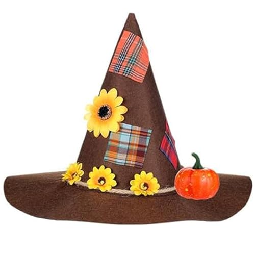 CPAOWEHF Halloween Hexenhut Für Cosplay Wizard Frauen Männer Unisex Witch Kostüm Spitzer Mit Blumenparty Kopfbedeckung von CPAOWEHF