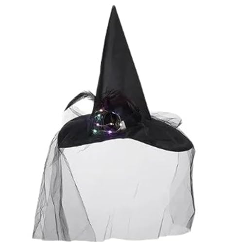 CPAOWEHF Halloween Light Up Witch Für Kinder Erwachsene Halloween Party Cosplay Kostüm Requisiten Gruseliger Hexenhut Für Halloween Party von CPAOWEHF