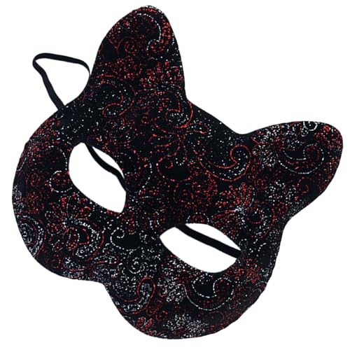 CPAOWEHF Katzengesichtsmaskerade halbes Gesicht mit Gummiband für Männer Frauen Maskerade Halloween Cosplay Party von CPAOWEHF