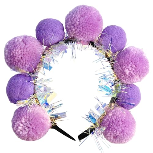 CPAOWEHF Mardi Gras Pompoms Stirnband Tinsel Pompoms Flapper Kopfstück Für Maskerade Party Übergroße Lametta Stirnband von CPAOWEHF