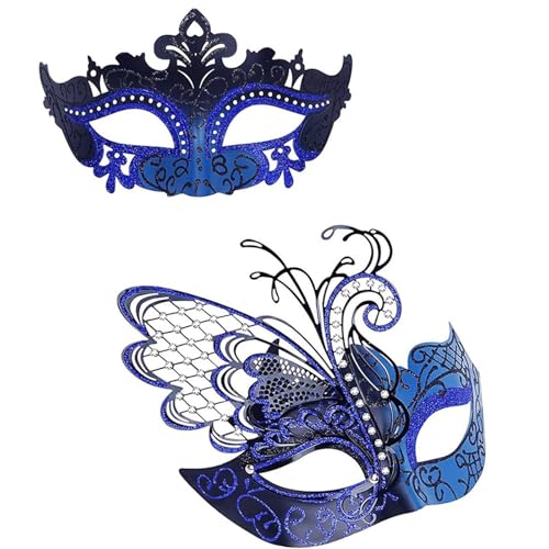 CPAOWEHF Maskenmasken-Set für Damen und Herren, Halloween, Schmetterling-Augenmaske, halbes Gesicht, Maskerade, Augenmaske, 2 Stück von CPAOWEHF